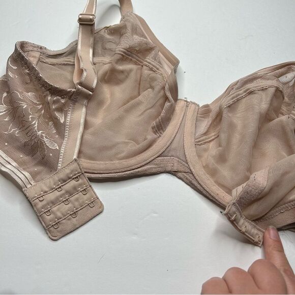 Wacoal Cream Floral Lace Unlined Full-Coverage Bra 36G 36DDDD - Picture 5 of 6